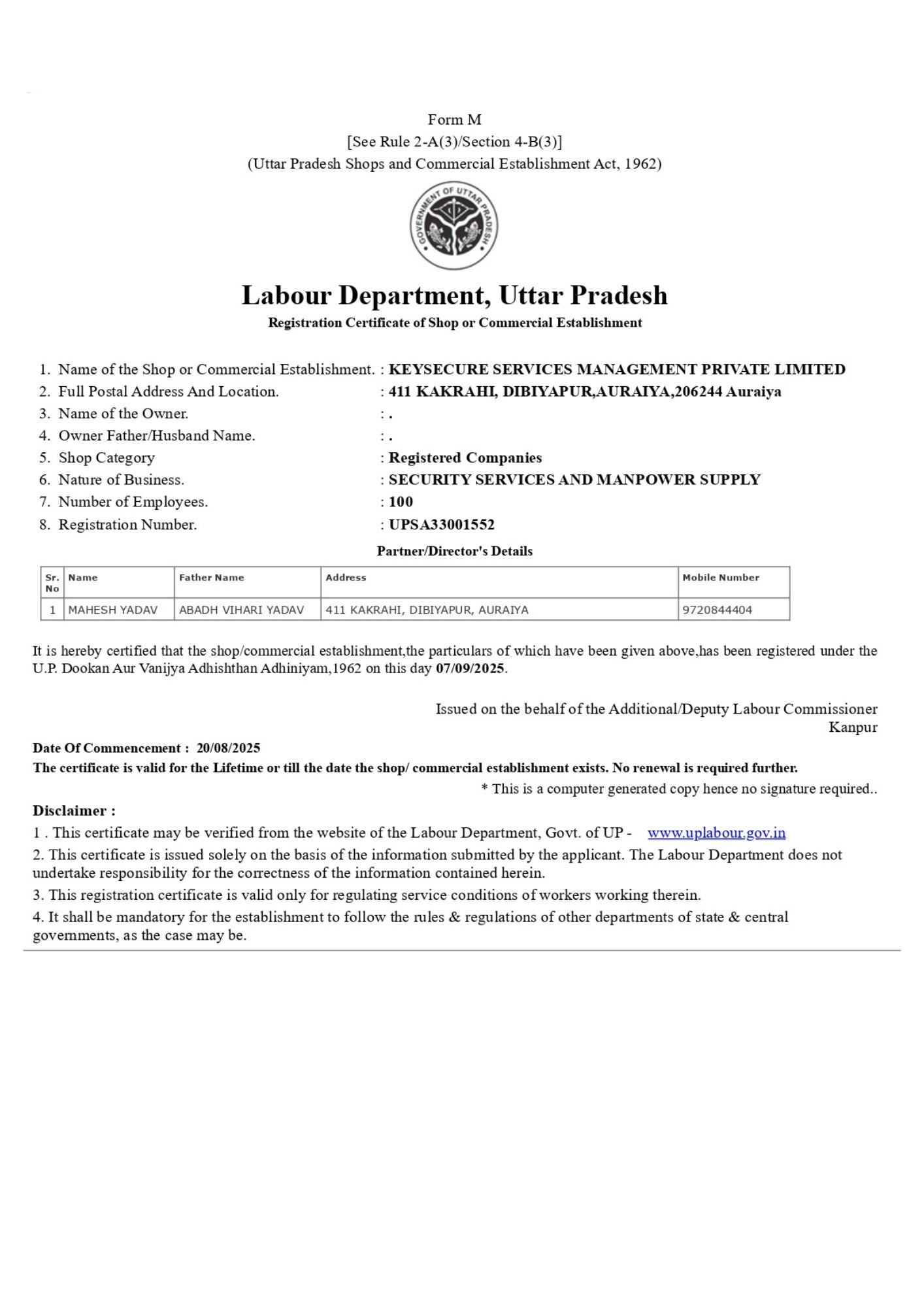 labour department keysecrue