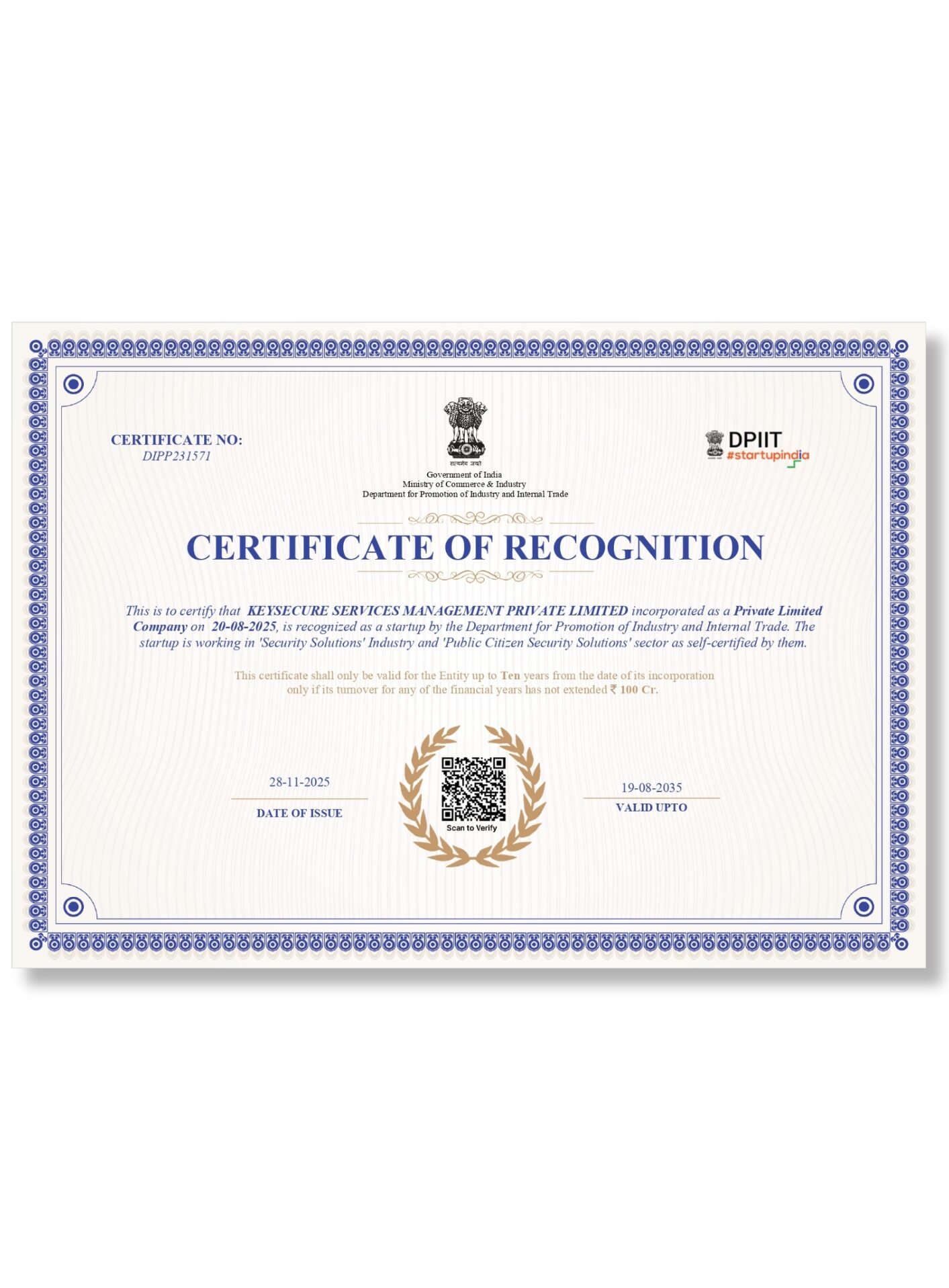 startup india keysecure